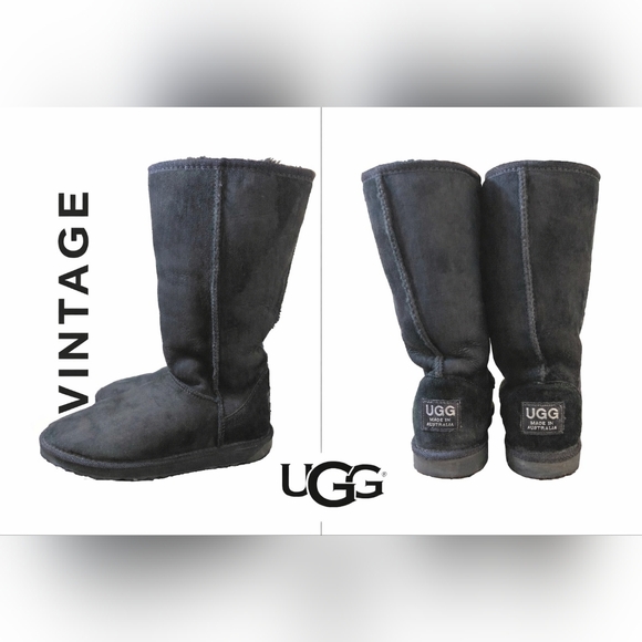 UGG Shoes - Vintage Y2K UGG Classic Tall Boots Made in Australia Black Shearling Size 7